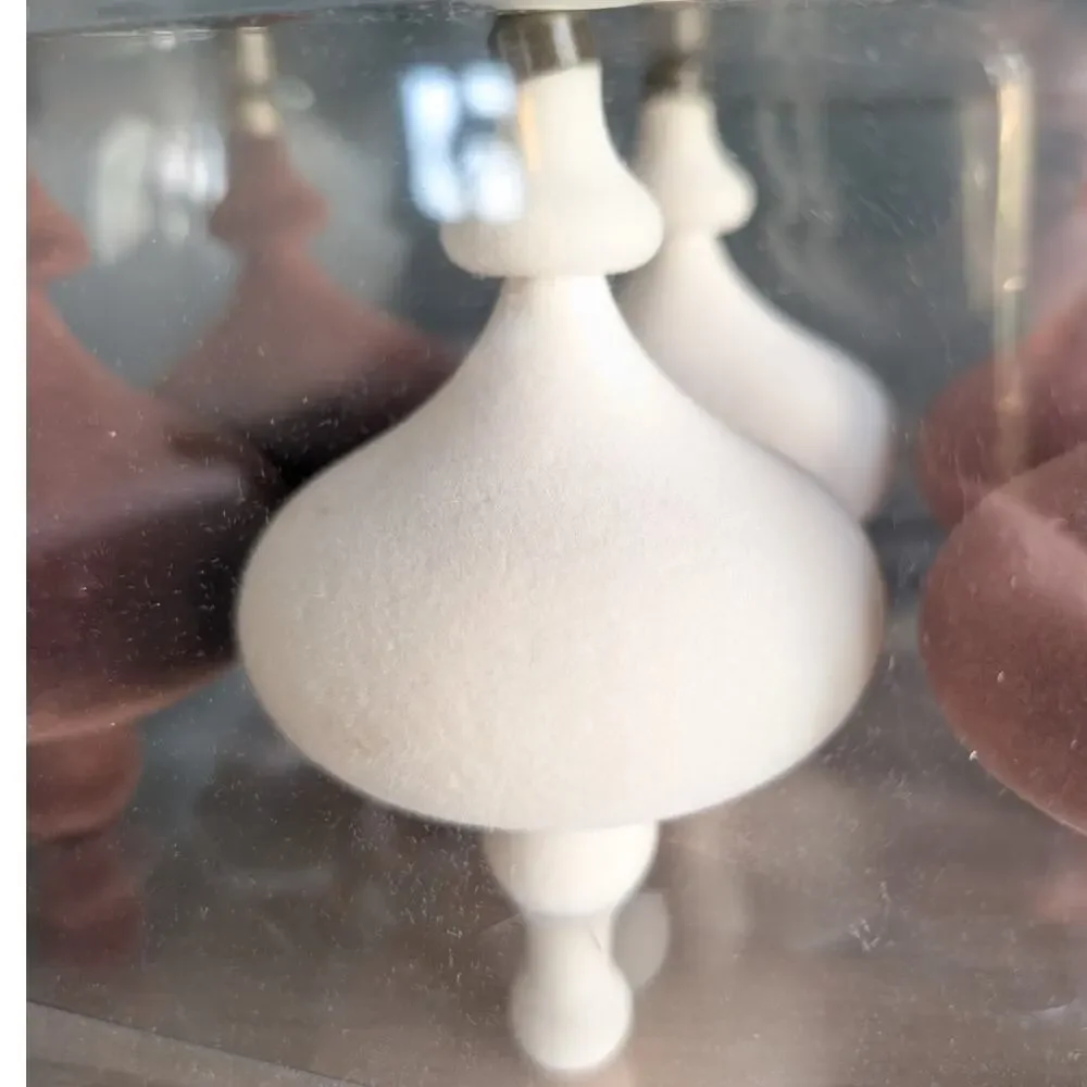 NEW Hobby Lobby Brown Cream Flocked Finial Ornament Set of 6